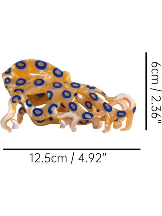 Blue-Ringed Octopus Hair Clip - Stylish Acetate Claw for Big Hair, Trendy main image 8